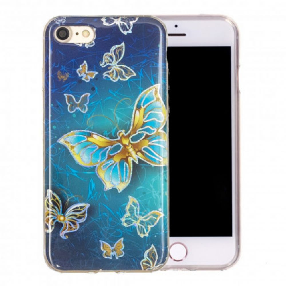 Handyhülle Für iPhone SE 3 / SE 2 / 8 / 7 Glitzerdesign Schmetterlinge