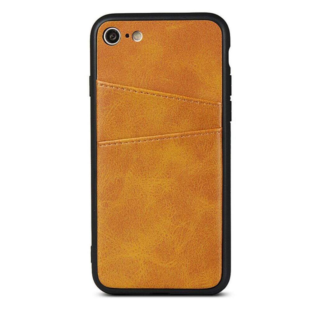 Hülle Für iPhone SE 3 / SE 2 / 8 / 7 Doppelter Kartenhalter Mit Lederstruktur
