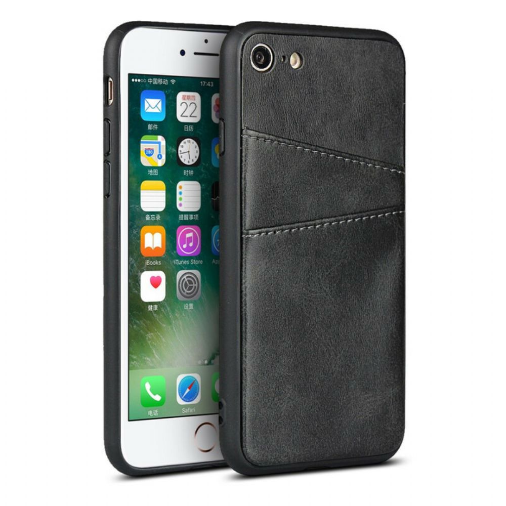 Hülle Für iPhone SE 3 / SE 2 / 8 / 7 Doppelter Kartenhalter Mit Lederstruktur
