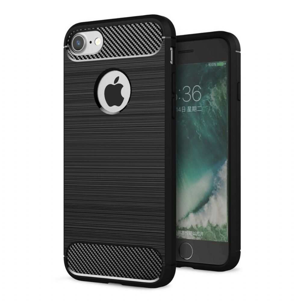 Hülle Für iPhone SE 3 / SE 2 / 8 / 7 Gebürstete Kohlefaser