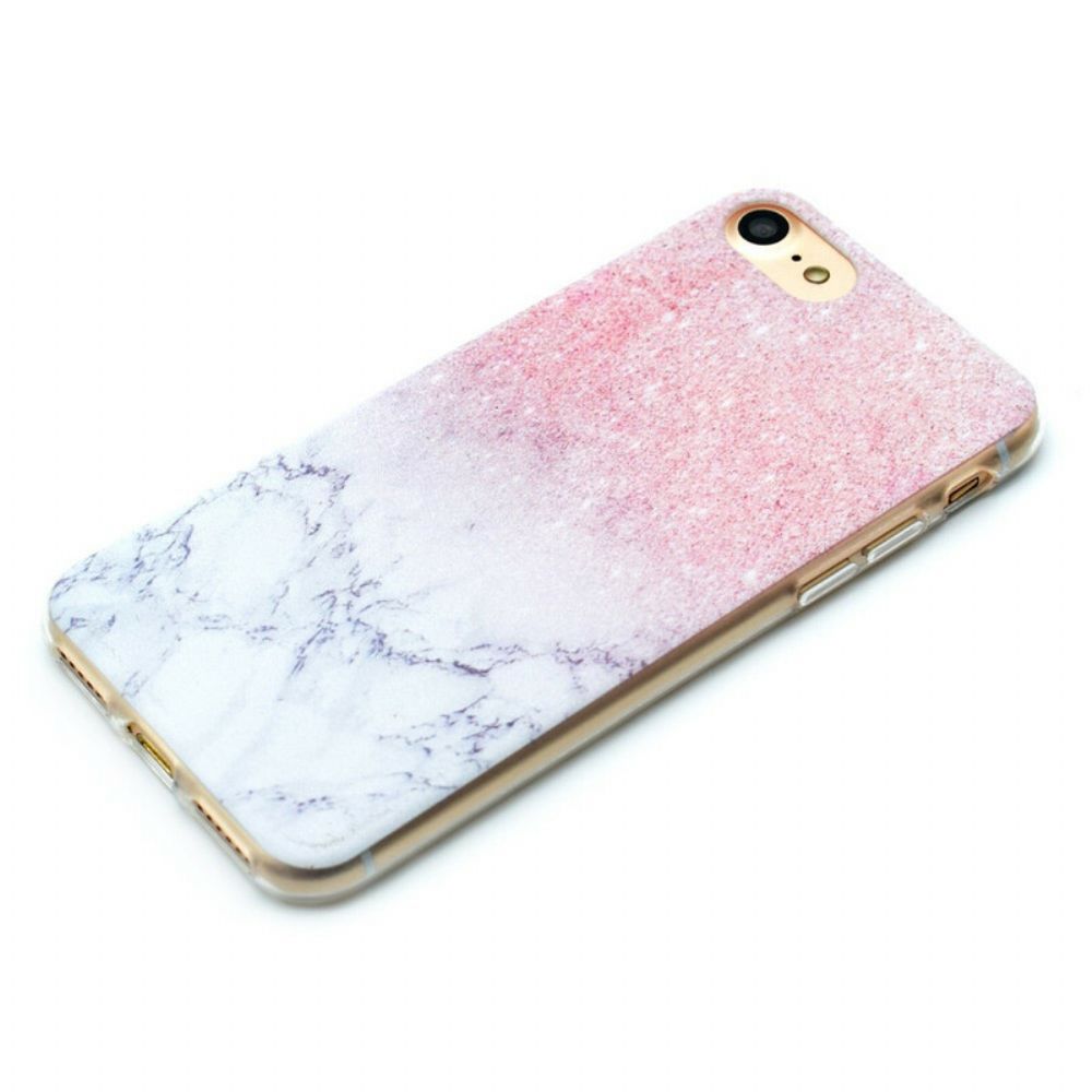Hülle Für iPhone SE 3 / SE 2 / 8 / 7 Magentafarbener Marmor