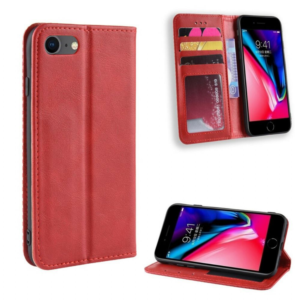Schutzhülle Für iPhone SE 3 / SE 2 / 8 / 7 Flip Case Stilisierter Vintage-ledereffekt