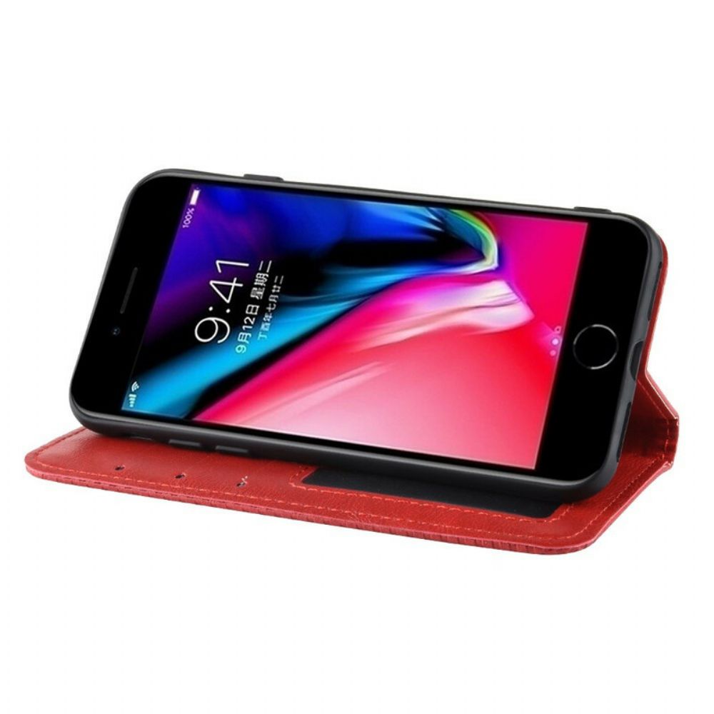 Schutzhülle Für iPhone SE 3 / SE 2 / 8 / 7 Flip Case Stilisierter Vintage-ledereffekt