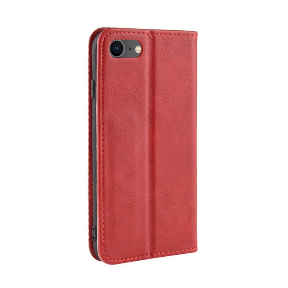 Schutzhülle Für iPhone SE 3 / SE 2 / 8 / 7 Flip Case Stilisierter Vintage-ledereffekt