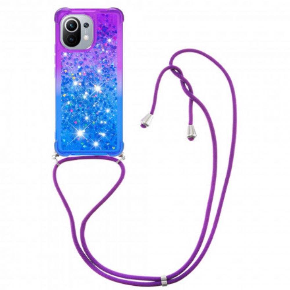 Handyhülle Für Xiaomi Mi 11 5G Silikon Glitter Und Kordel