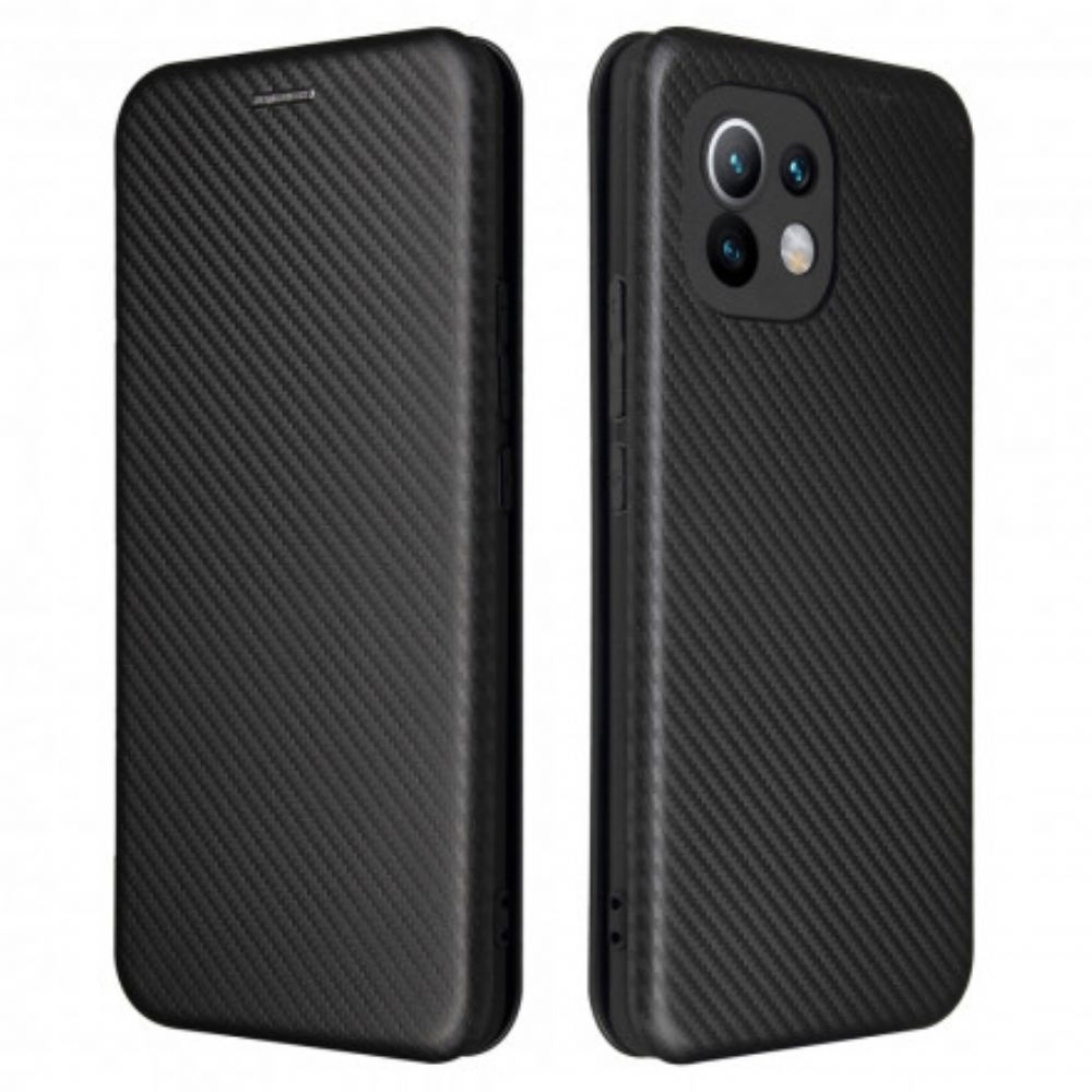 Schutzhülle Für Xiaomi Mi 11 5G Flip Case Kohlefaser Mit Stützring