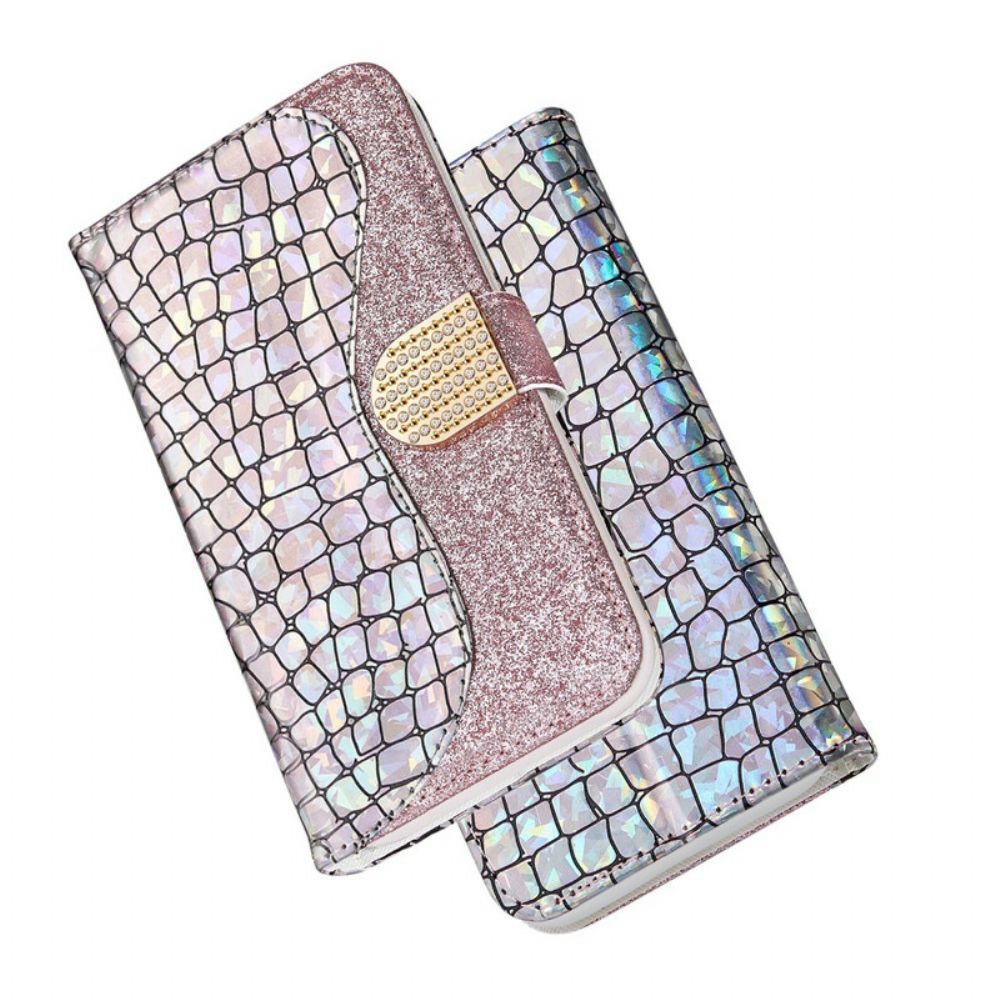 Flip Case Für iPhone XR Croc-diamanten