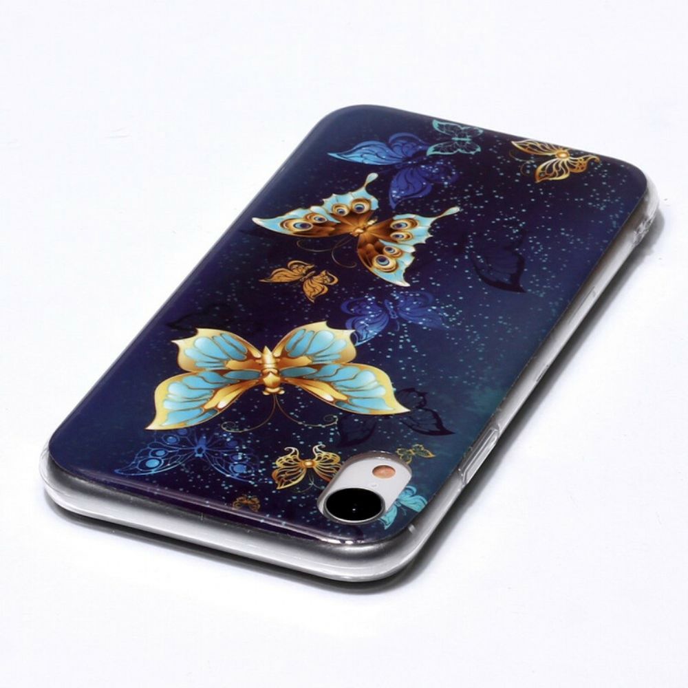 Handyhülle Für iPhone XR Fluoreszierende Schmetterlingsserie