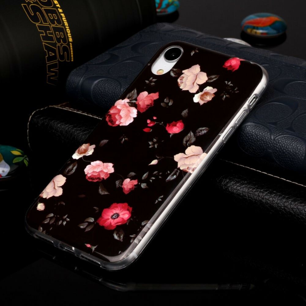 Hülle Für iPhone XR Fluoreszierende Blumenserie
