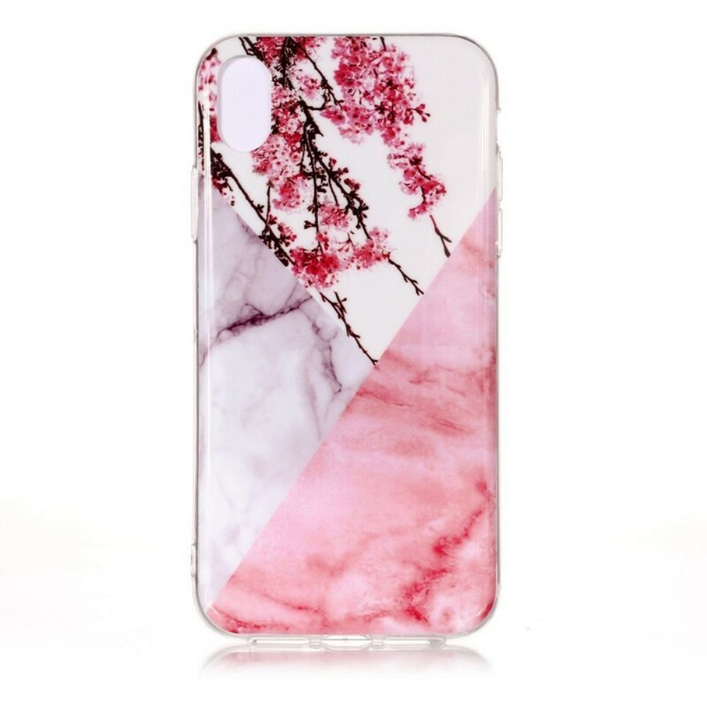 Hülle Für iPhone XR Marmorierte Pflaumenblüte