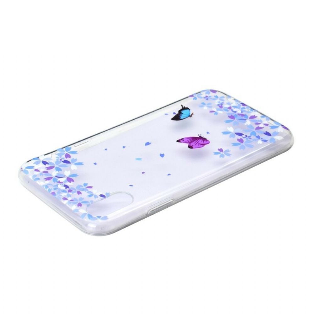 Hülle Für iPhone XR Transparente Schmetterlinge Und Blumen