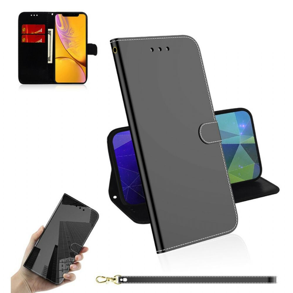 Lederhüllen Für iPhone XR Spiegelabdeckung Aus Kunstleder