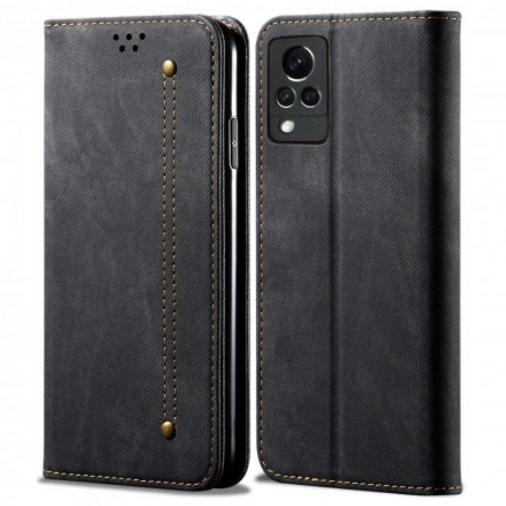 Schutzhülle Für Vivo V21 5G Flip Case Lederimitat Mit Jeansstruktur