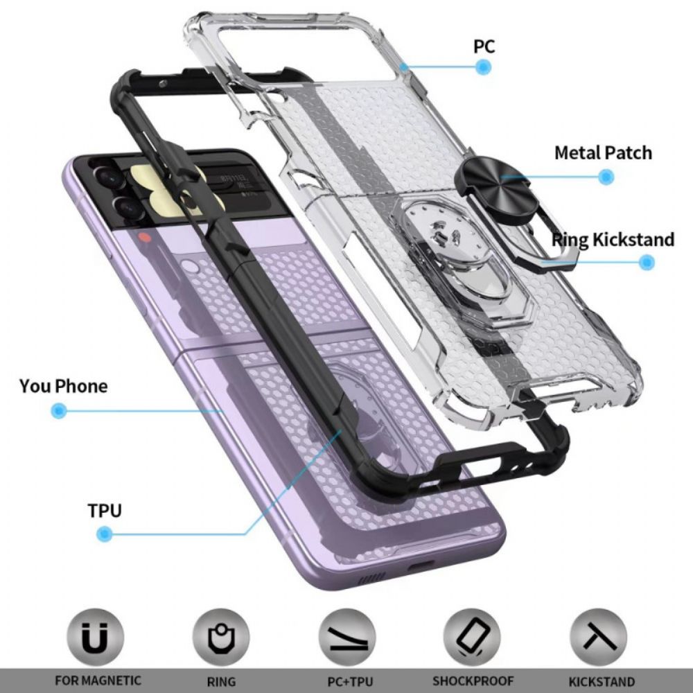 Handyhülle Für Samsung Galaxy Z Flip 4 Flip Case Wabe Mit Ring-stütze