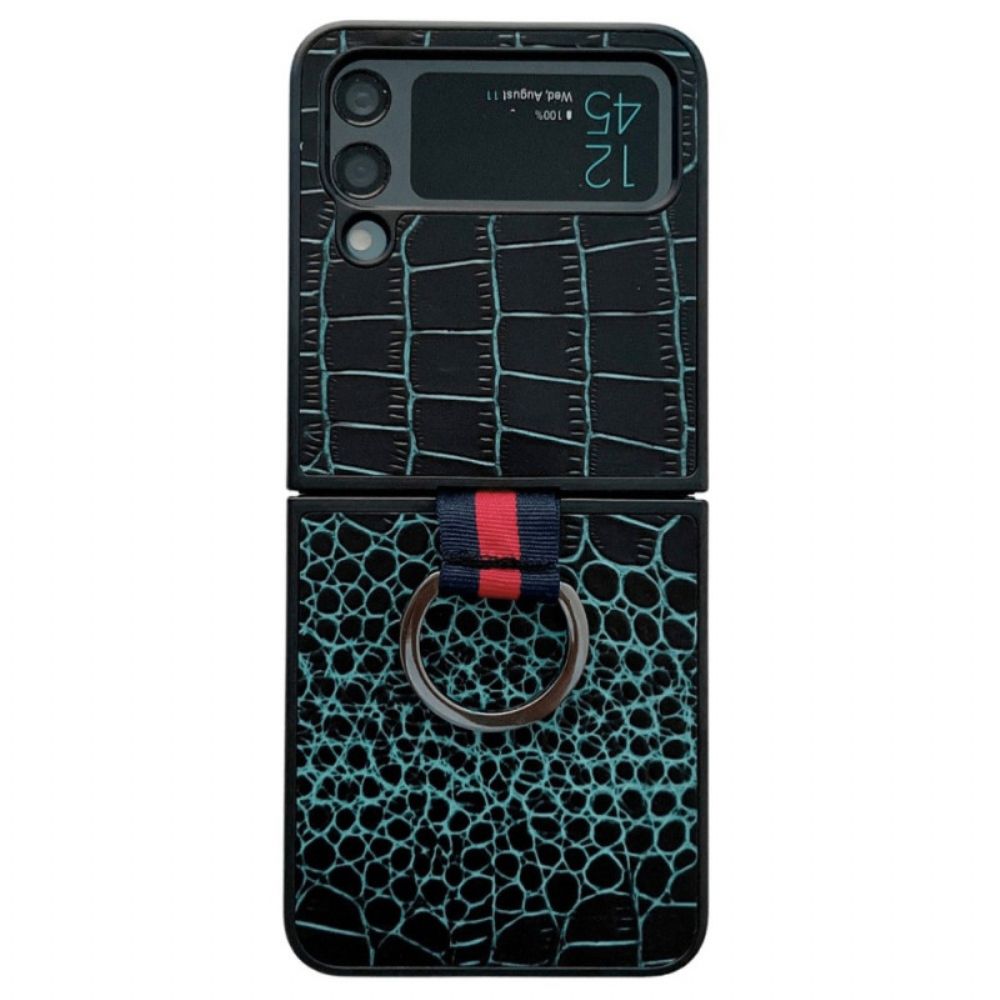 Hülle Für Samsung Galaxy Z Flip 4 Flip Case Krokodil- Und Ringstil
