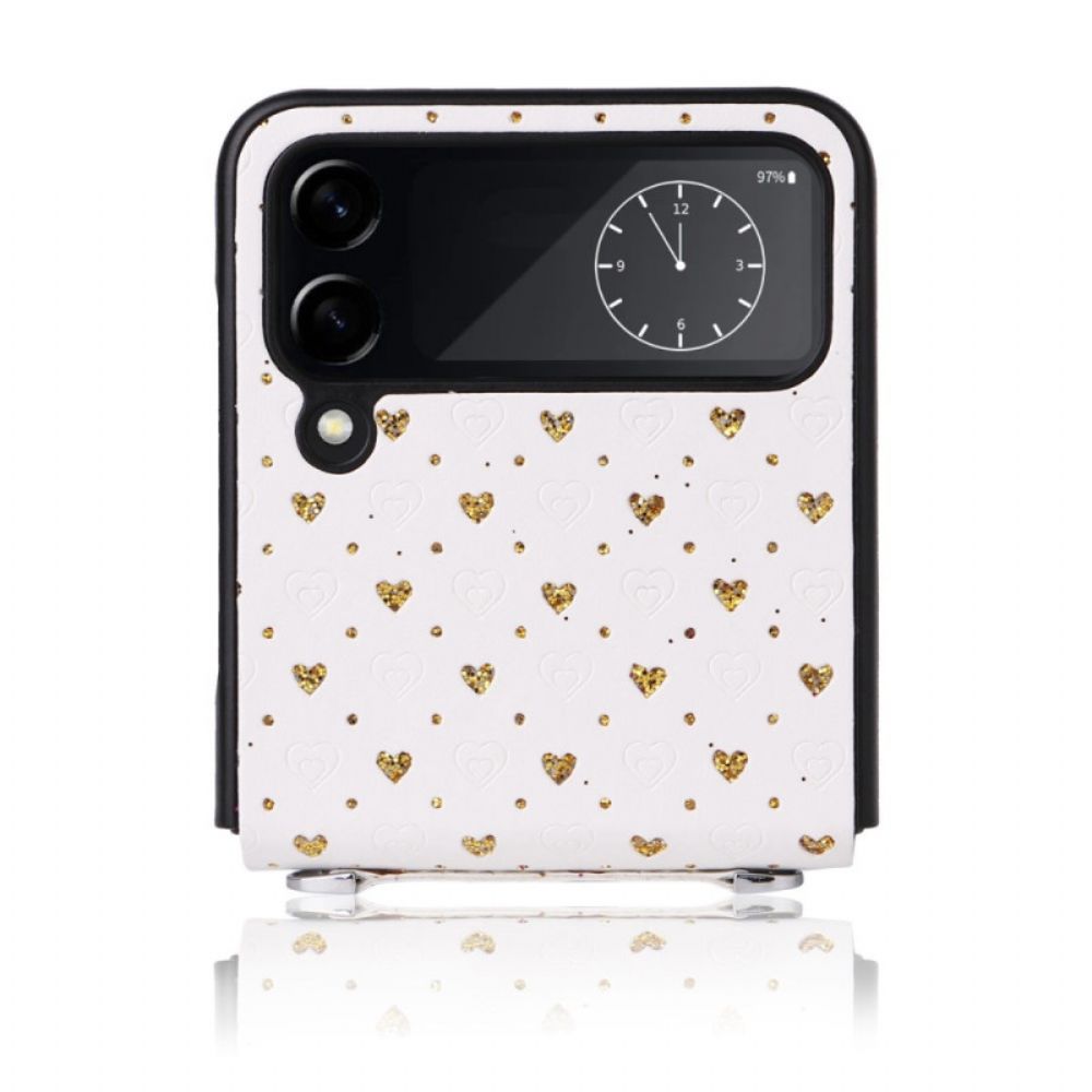 Hülle Für Samsung Galaxy Z Flip 4 Flip Case Mehrere Herzen Und Schulterriemen