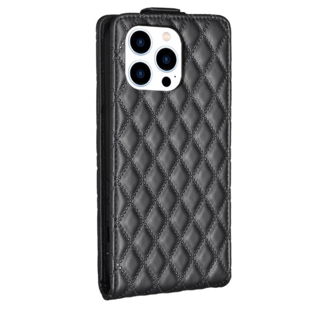 Flip Case Für iPhone 16 Pro Max Gesteppte Vertikale Klappe