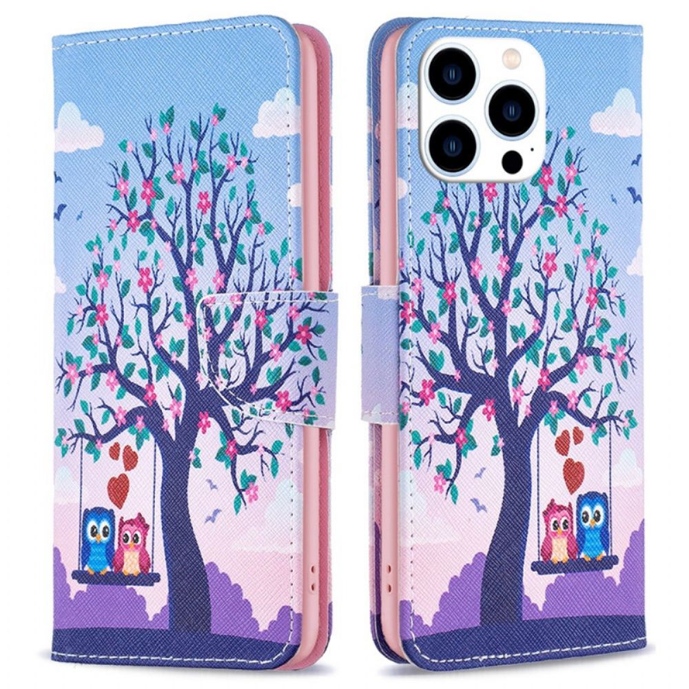 Lederhüllen iPhone 16 Pro Max Handyhülle Zwei Eulen