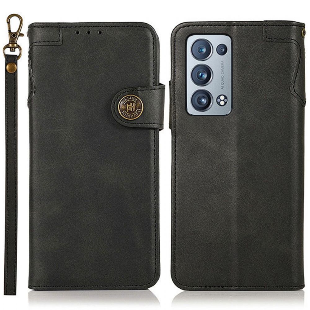 Flip Case Für Oppo Reno 6 Pro 5G Khazneh-magnetknopf