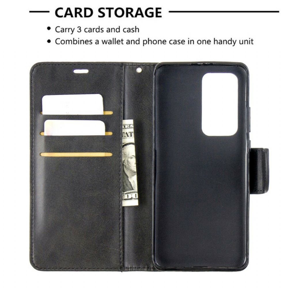 Lederhüllen Für Huawei P40 Pro Flip Case Glatte Klappe Schräg