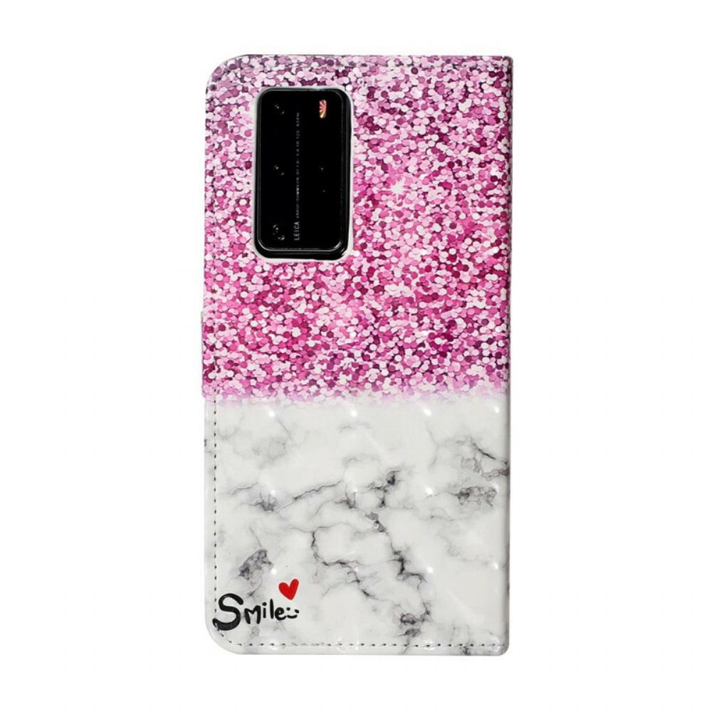 Lederhüllen Für Huawei P40 Pro Lächeln Glitzer