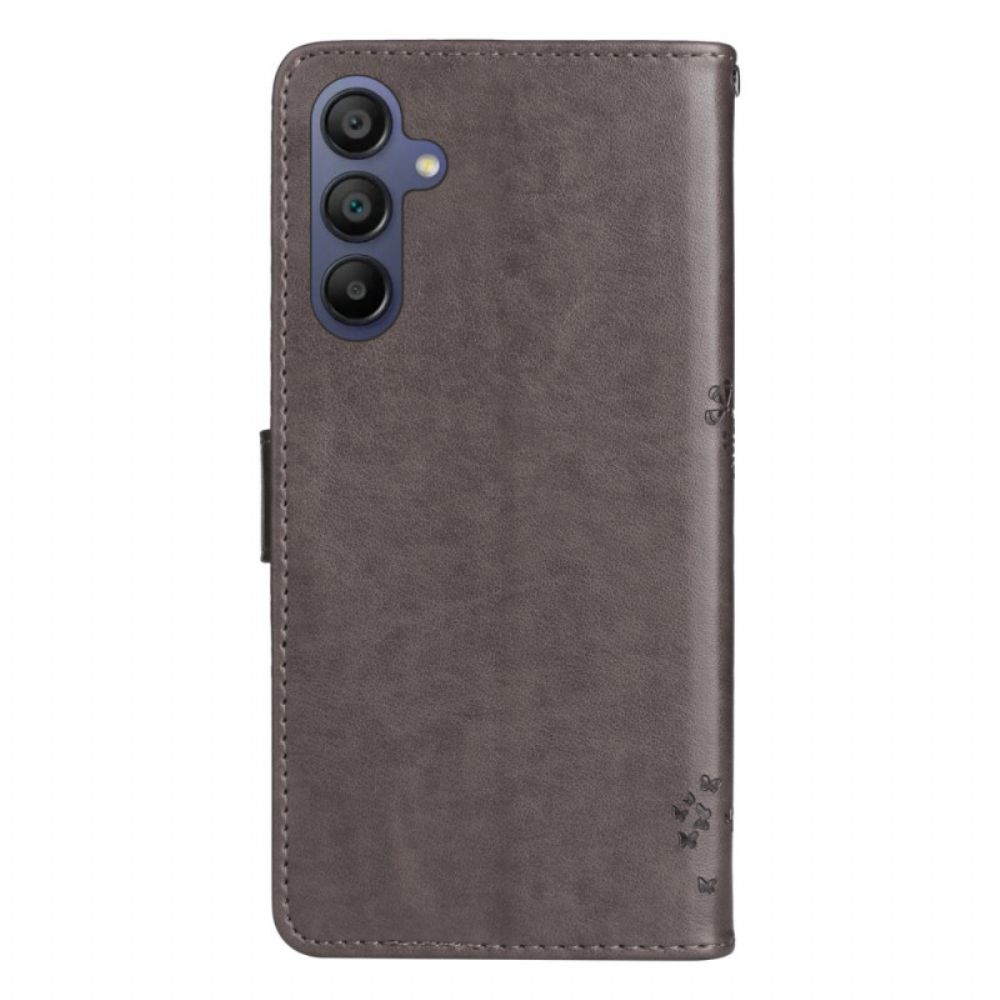 Lederhüllen Für Samsung Galaxy A16 5g Katzen- Und Baummuster