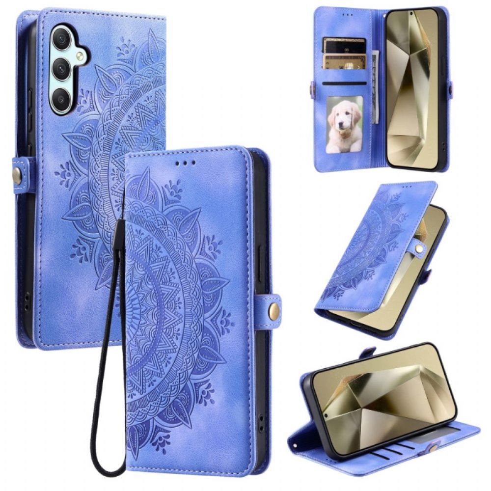 Lederhüllen Samsung Galaxy A16 5g Handyhülle Mandala In Wildlederoptik Mit Riemen