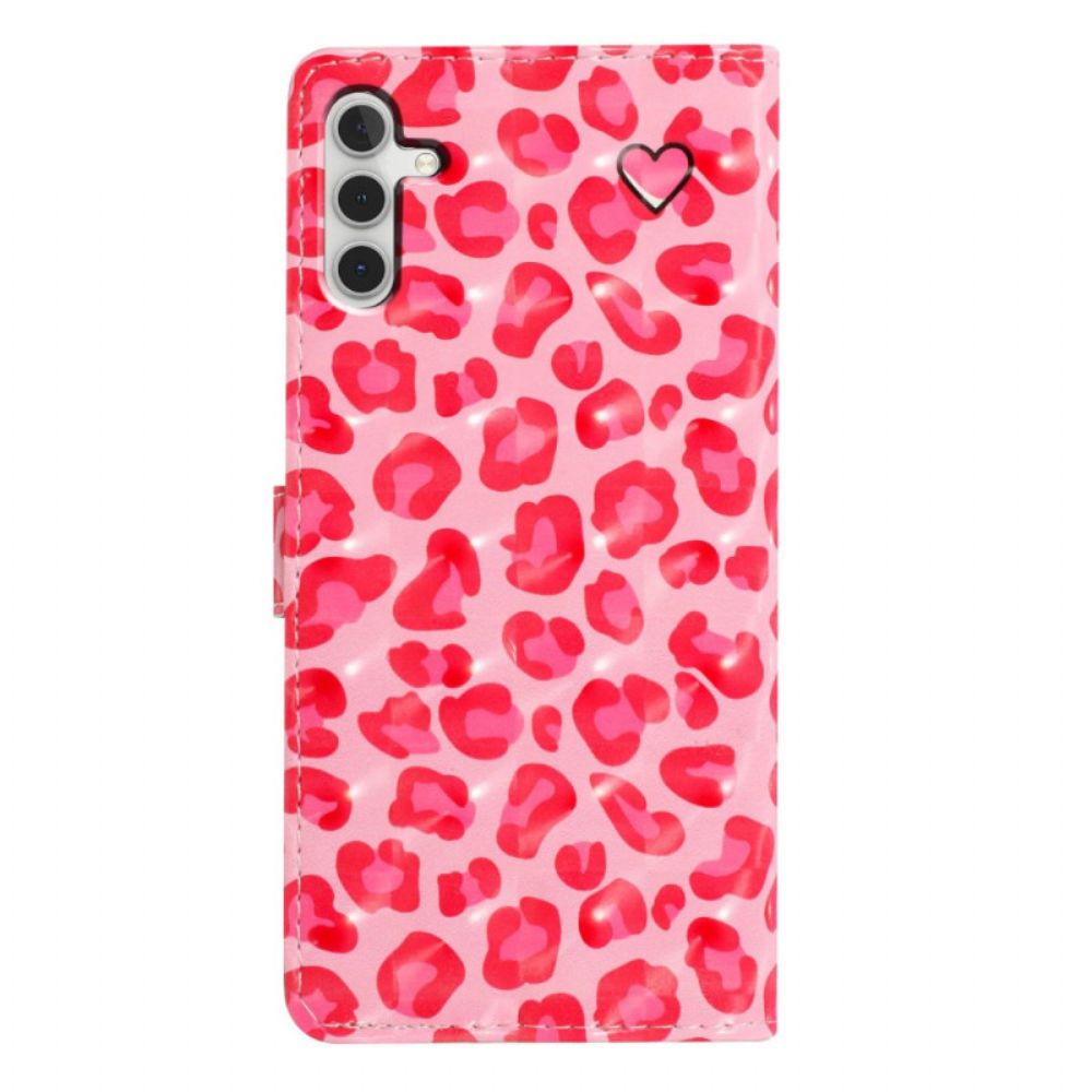 Lederhüllen Samsung Galaxy A16 5g Handyhülle Rosa Leopard