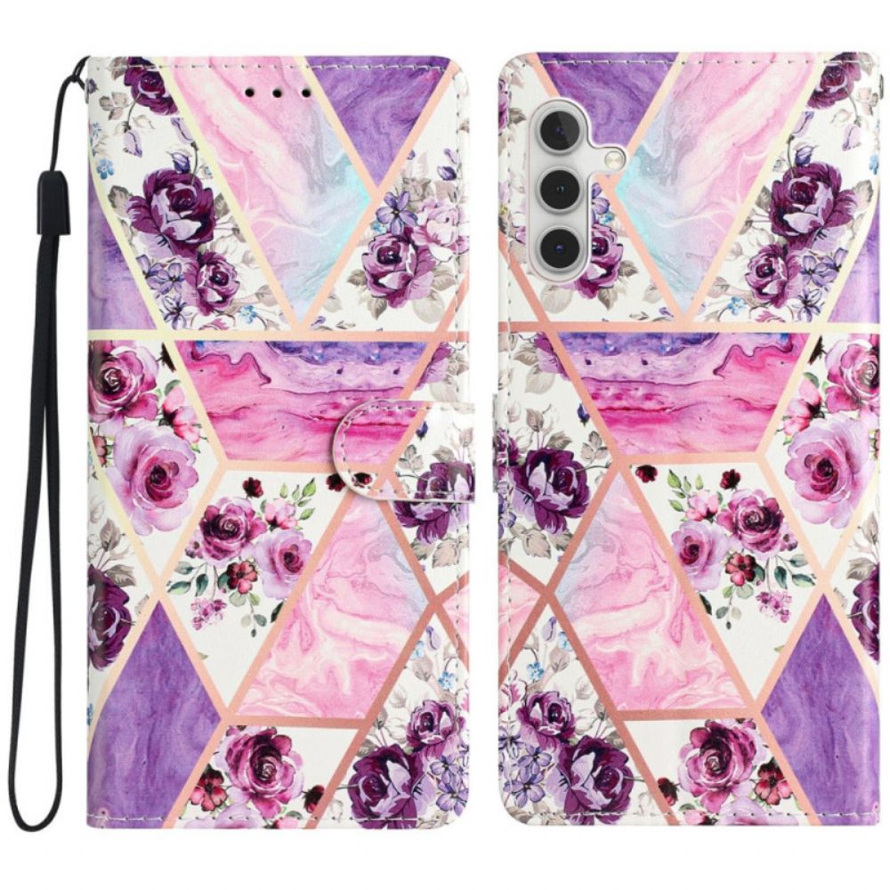Lederhüllen Samsung Galaxy A16 5g Lila Blumenmuster