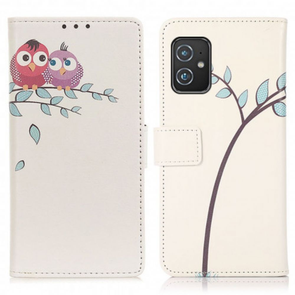 Flip Case Für Asus Zenfone 8 Eulenpaar Auf Dem Baum