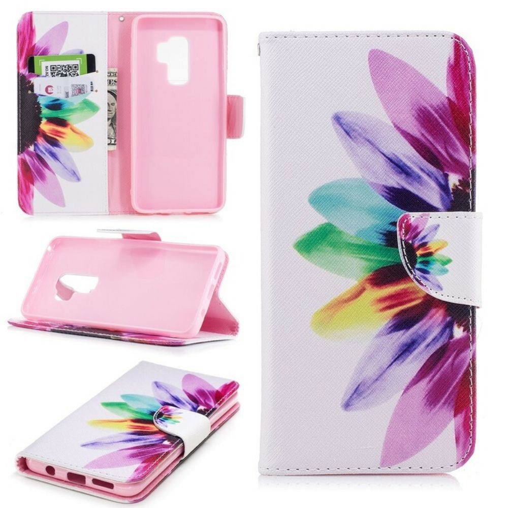Flip Case Für Samsung Galaxy S9 Plus Aquarell Blume