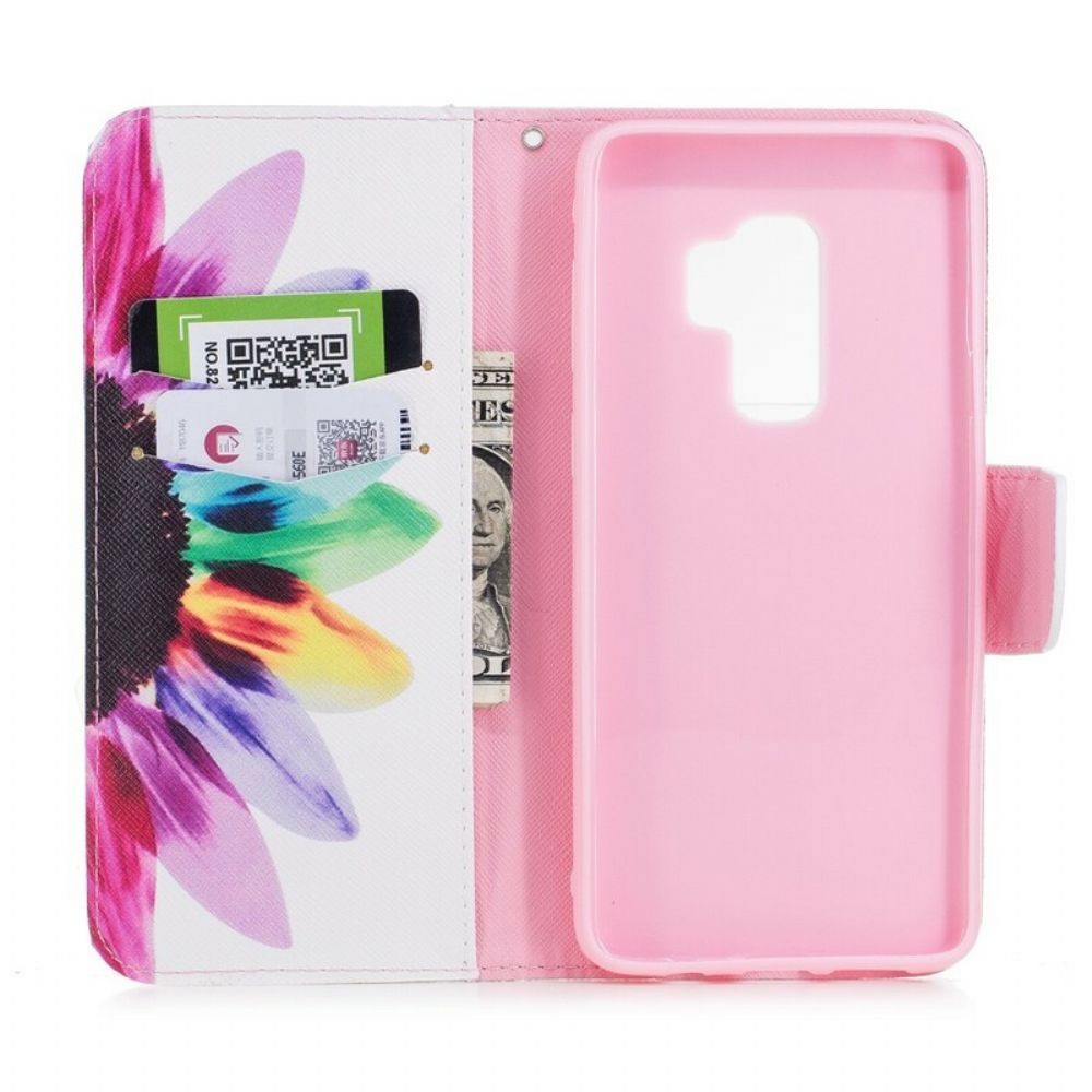Flip Case Für Samsung Galaxy S9 Plus Aquarell Blume