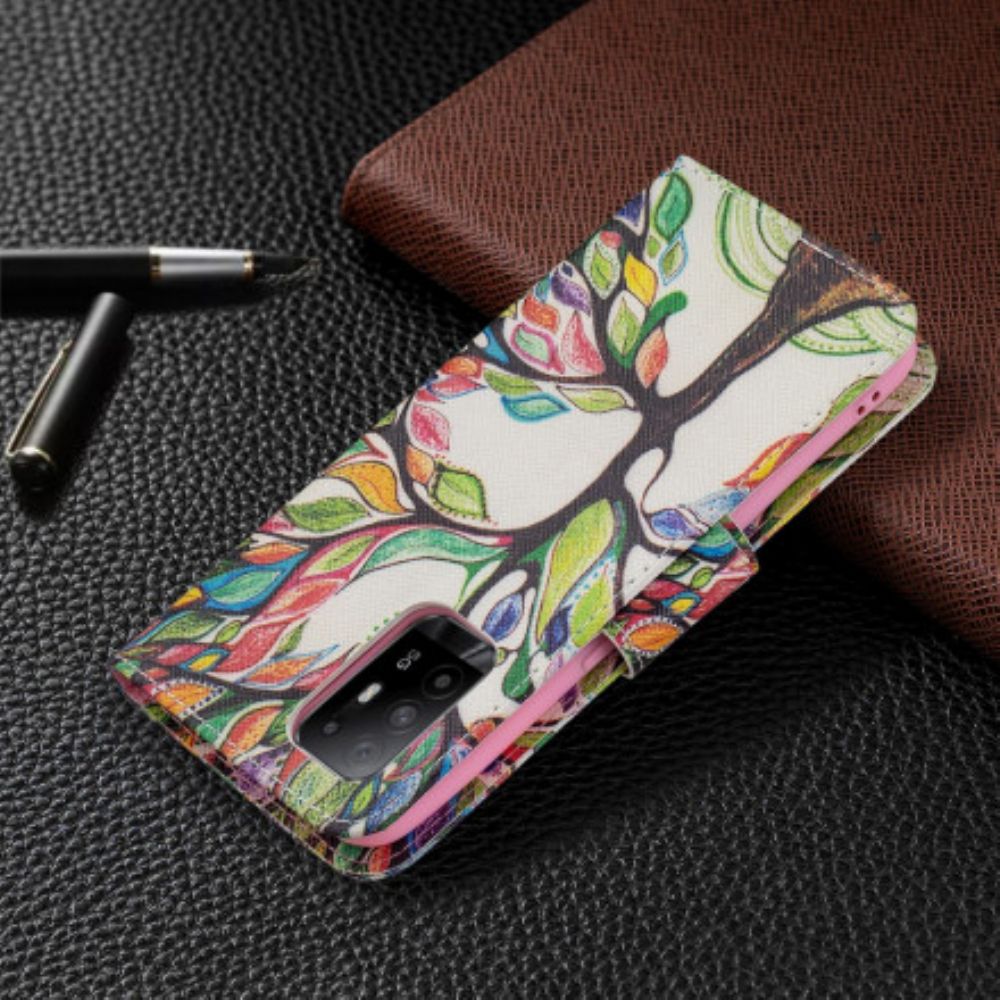 Flip Case Für Oppo A94 5G Farbiger Baum
