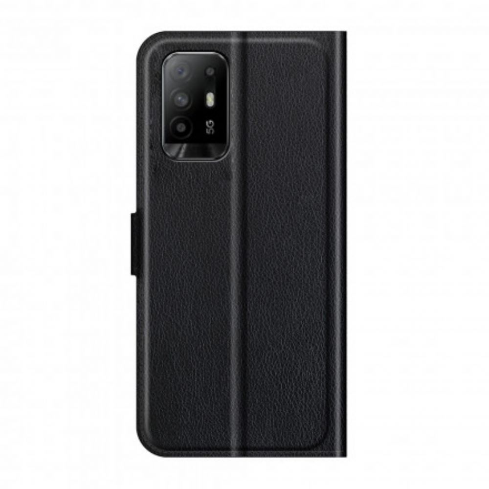Flip Case Für Oppo A94 5G Klassisches Litschi-kunstleder