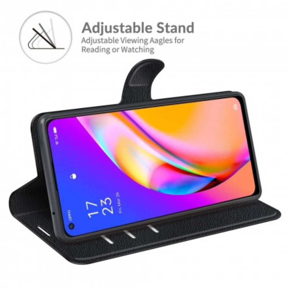 Flip Case Für Oppo A94 5G Klassisches Litschi-kunstleder