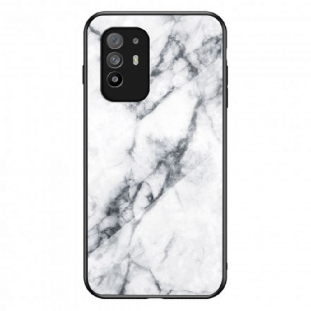 Hülle Für Oppo A94 5G Marmorfarben Gehärtetes Glas