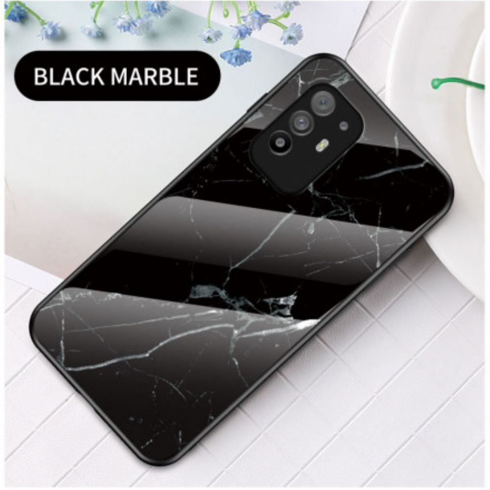 Hülle Für Oppo A94 5G Marmorfarben Gehärtetes Glas