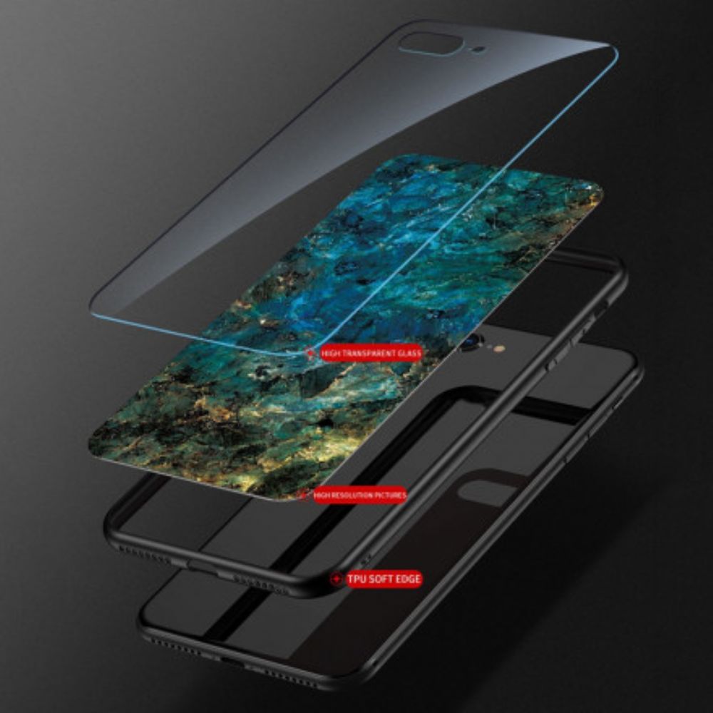 Hülle Für Oppo A94 5G Marmorfarben Gehärtetes Glas