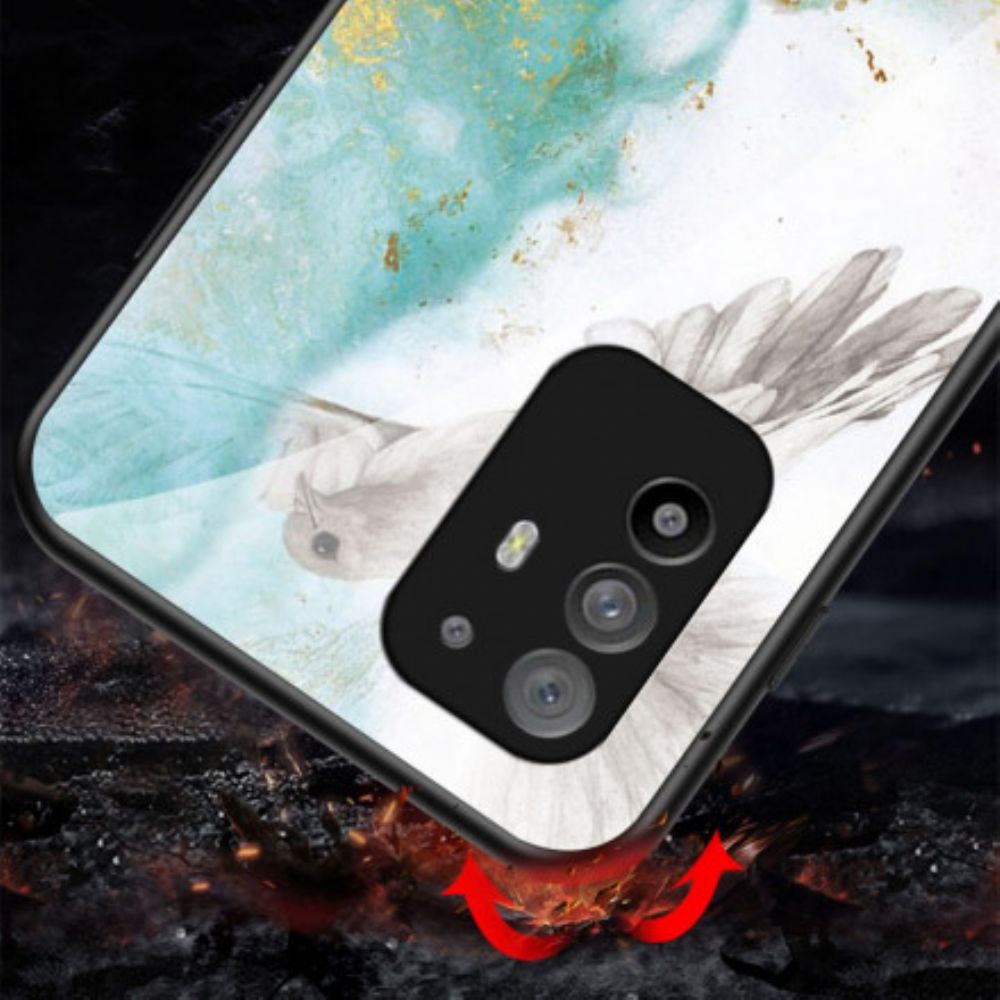 Hülle Für Oppo A94 5G Marmorfarben Gehärtetes Glas