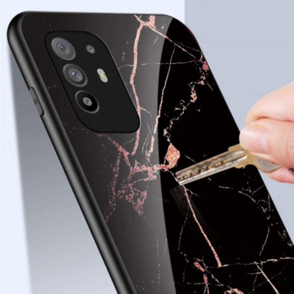 Hülle Für Oppo A94 5G Marmorfarben Gehärtetes Glas