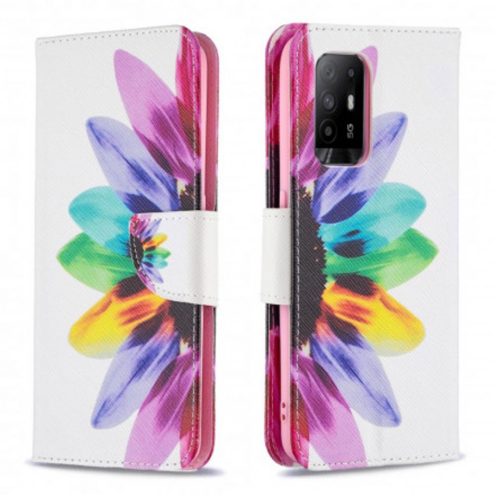 Lederhüllen Für Oppo A94 5G Aquarell Blume