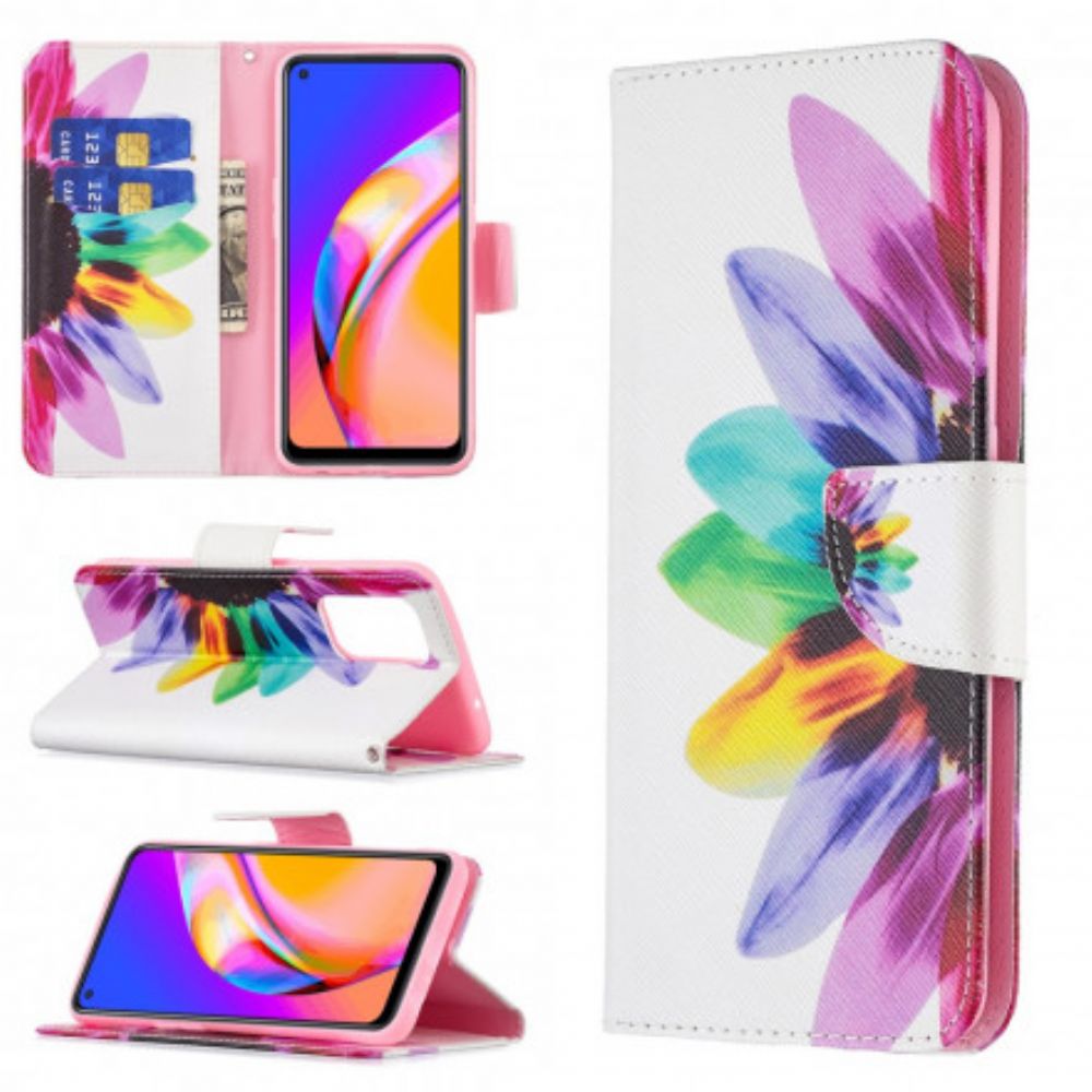 Lederhüllen Für Oppo A94 5G Aquarell Blume