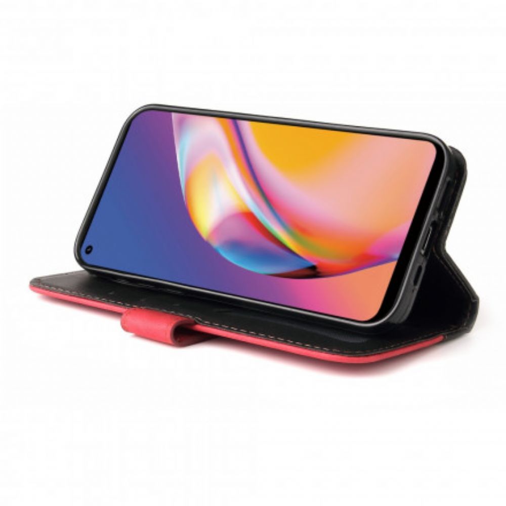 Lederhüllen Für Oppo A94 5G Buntes Zweifarbiges Kunstleder
