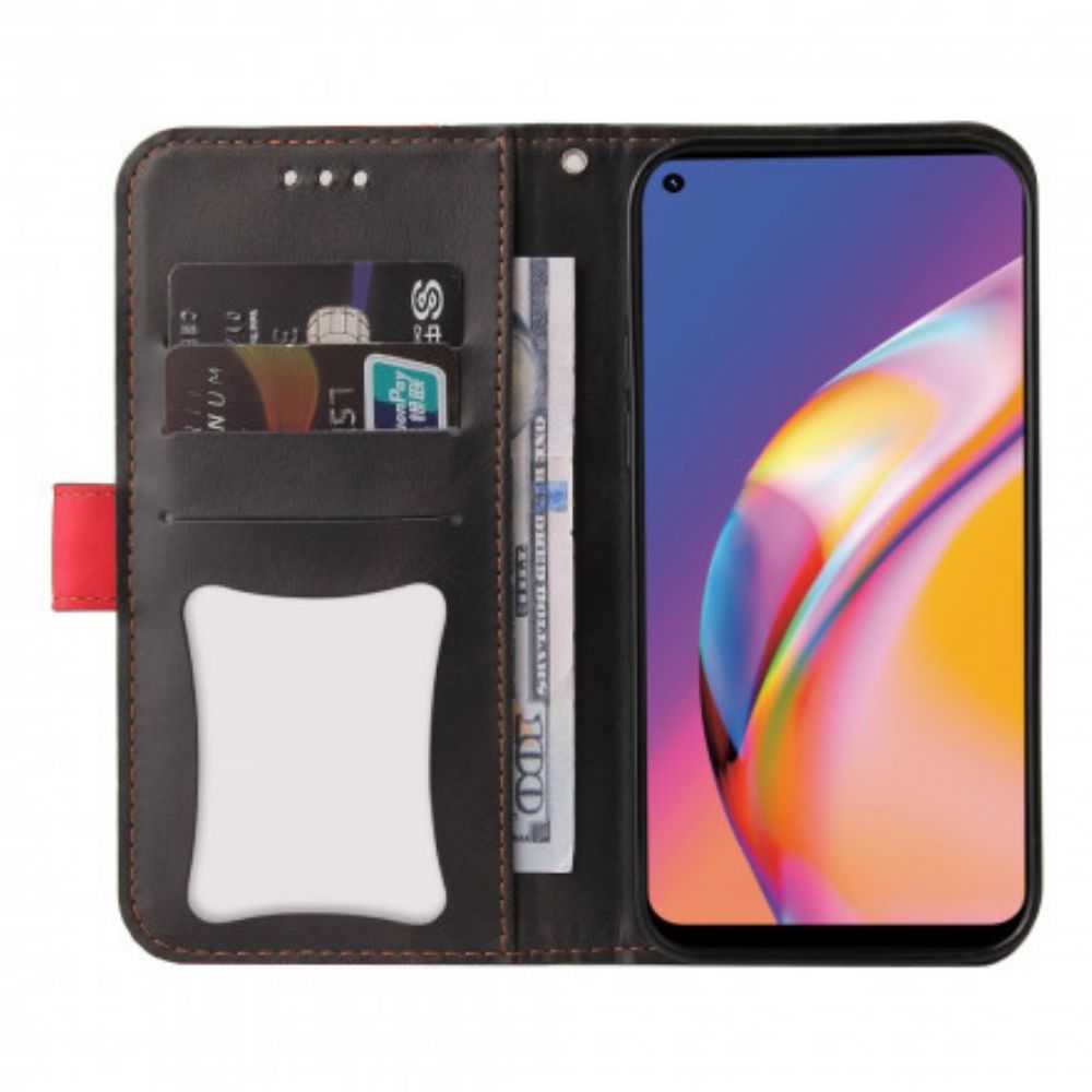 Lederhüllen Für Oppo A94 5G Buntes Zweifarbiges Kunstleder