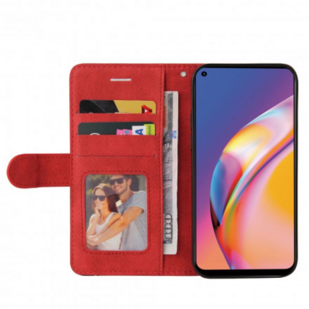 Lederhüllen Für Oppo A94 5G Signatur Zweifarbiges Kunstleder