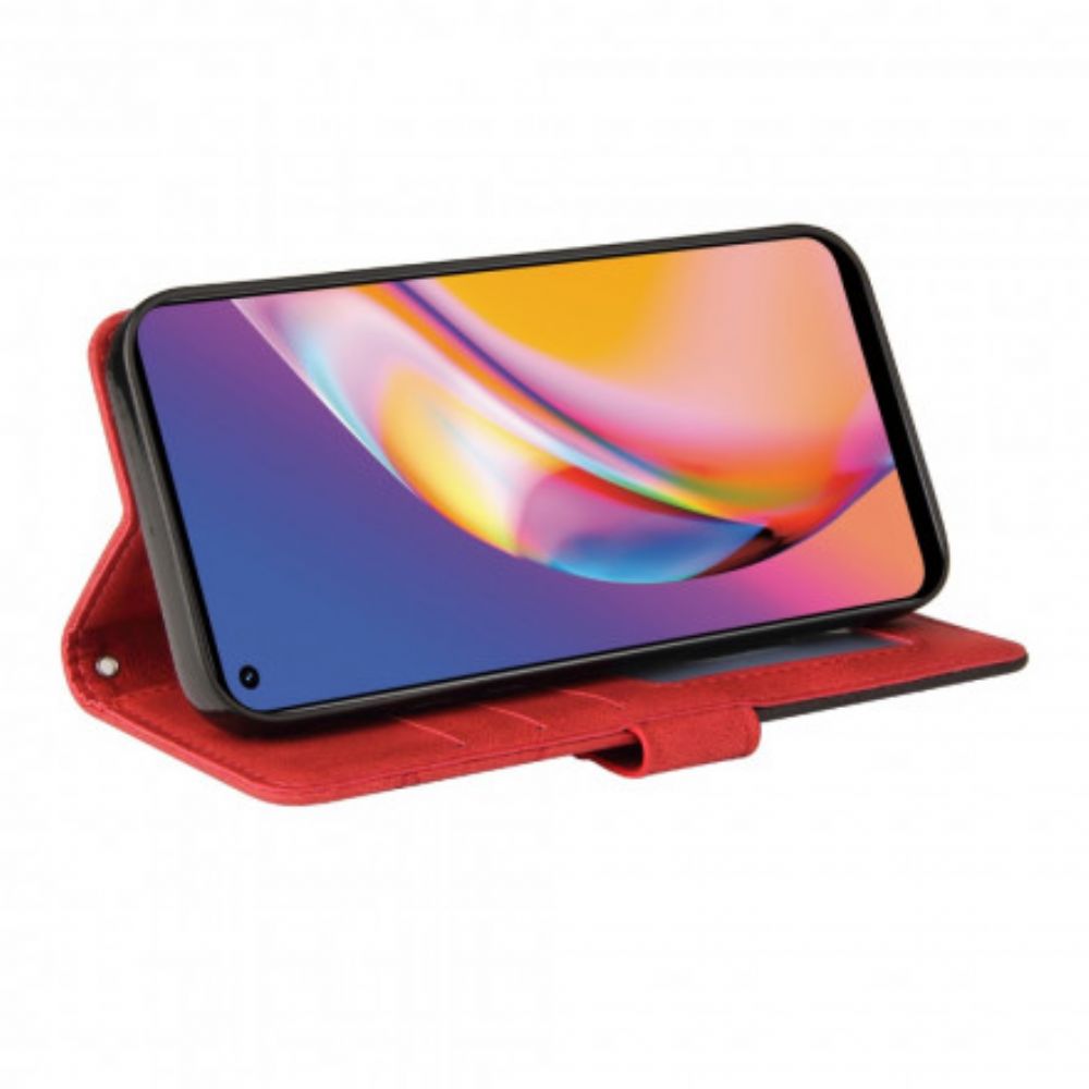 Lederhüllen Für Oppo A94 5G Signatur Zweifarbiges Kunstleder
