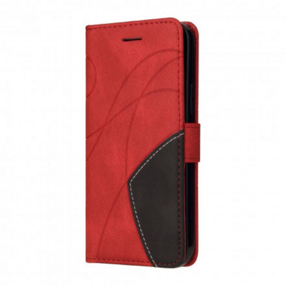 Lederhüllen Für Oppo A94 5G Signatur Zweifarbiges Kunstleder