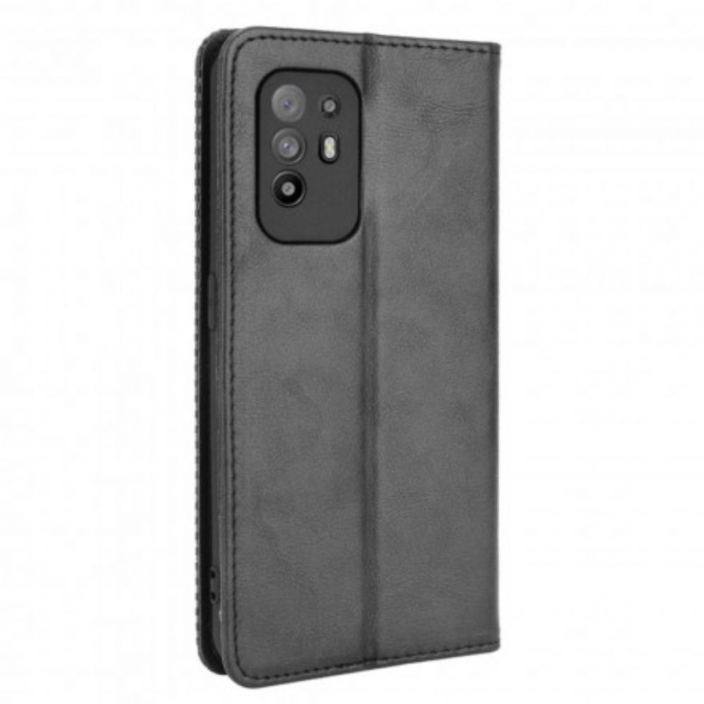 Schutzhülle Für Oppo A94 5G Flip Case Gestylter Vintage-leder-effekt
