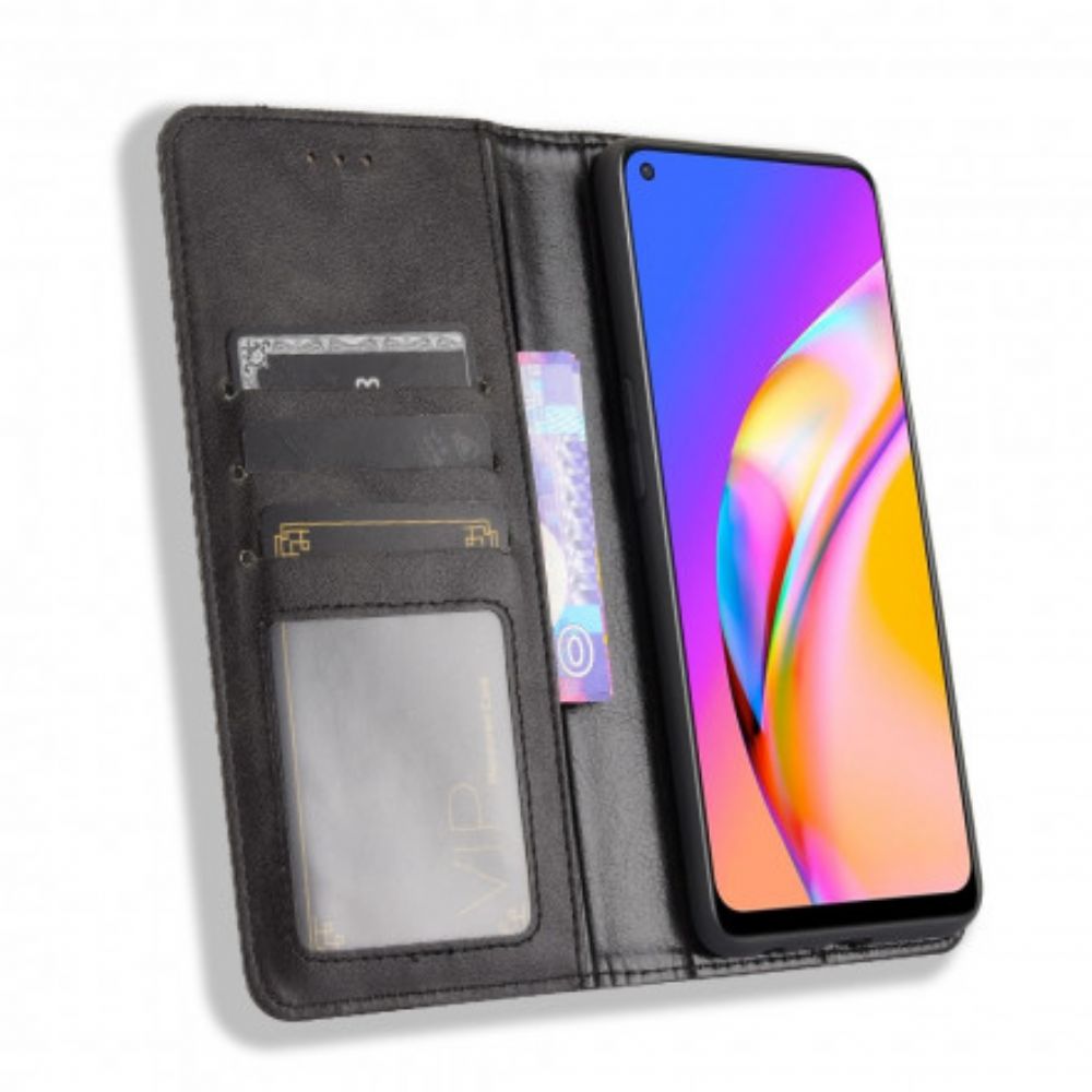 Schutzhülle Für Oppo A94 5G Flip Case Gestylter Vintage-leder-effekt