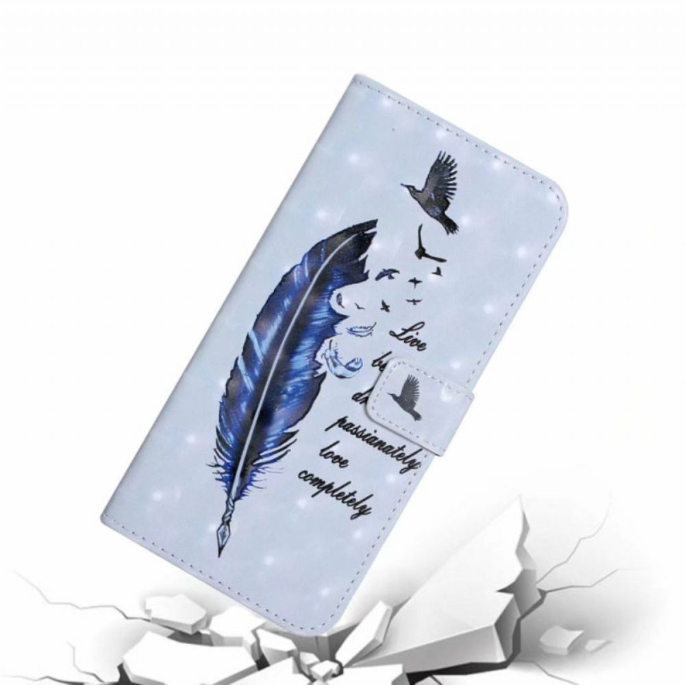Lederhüllen Für Samsung Galaxy S24 Fe Blaue Feder